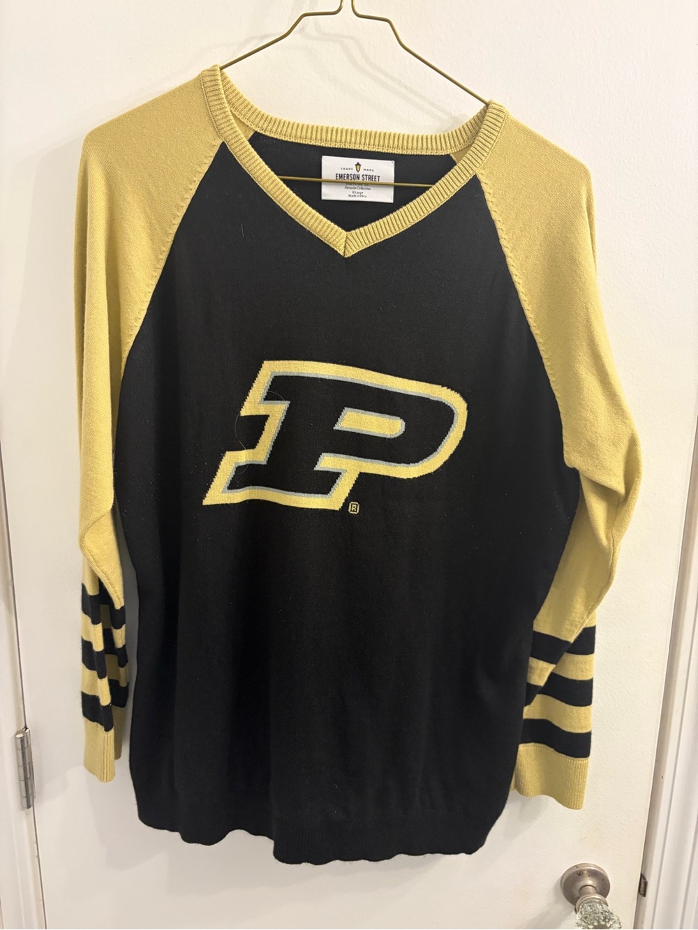 Emerson Street Purdue Black & Gold V-Neck Sweater